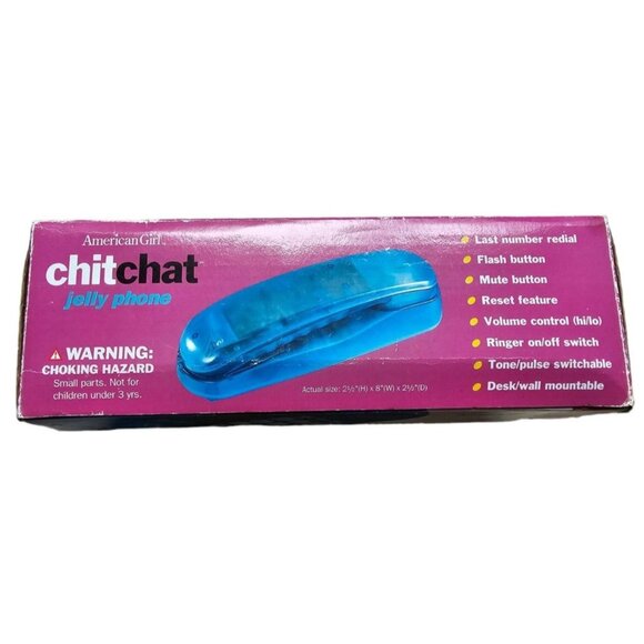 American Girl Chitchat Jelly Phone Clear Blue Landline HTF RARE Original Box - Picture 2 of 16
